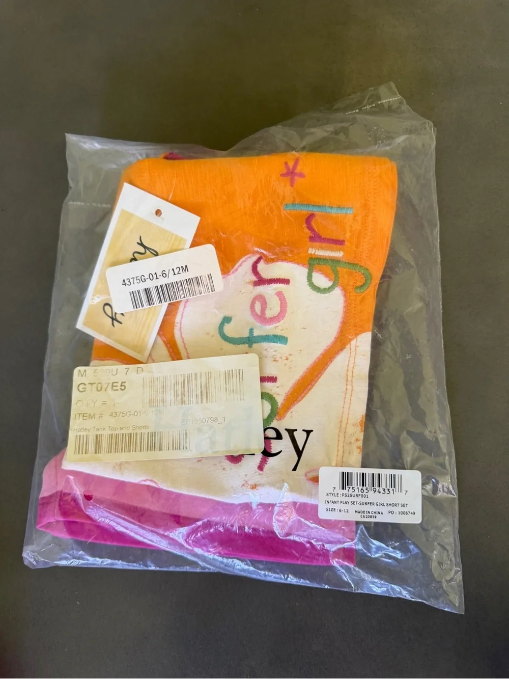 NWT Hatley Surfer Girl Striped Shorts & Tank Set 6-12M Outfit